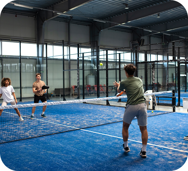 Padel player preparing a shot